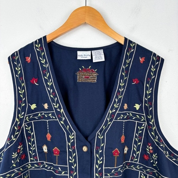 Vintage 90s Bobbie Brooks Fall Pumpkin Embroidered Vest Sz 22W/24W - Picture 3 of 5